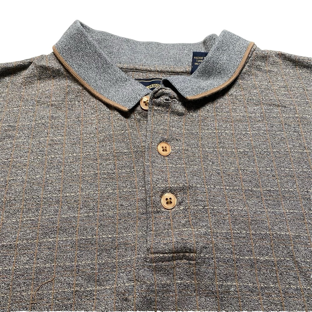 BD Baggies Polo L Mens S/S Gray Check Relaxed Normcore Retro VGUC